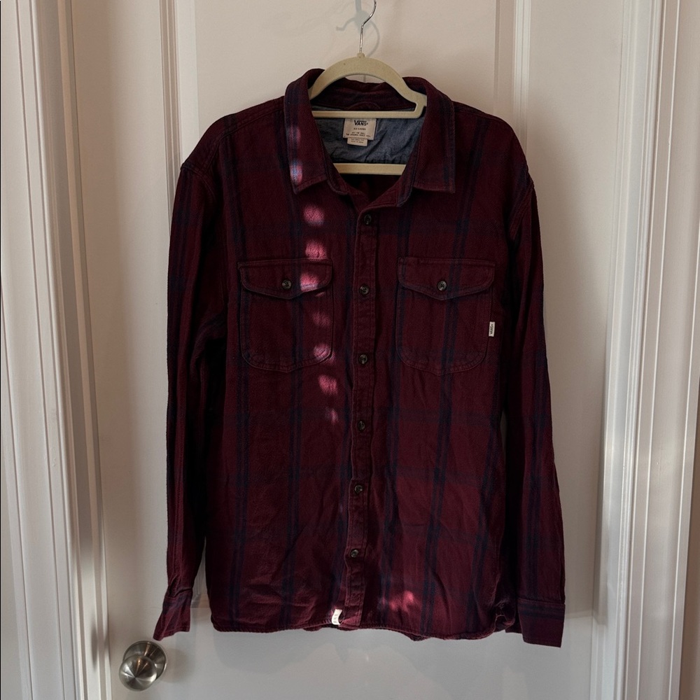 Vans Men's Burgundy Plaid Flannel Shirt